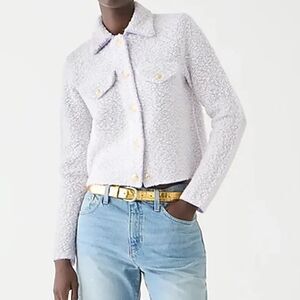 J Crew Collared Lady Jacket Wool Boucle Size S Worn Thistle (Lavender) Ivory